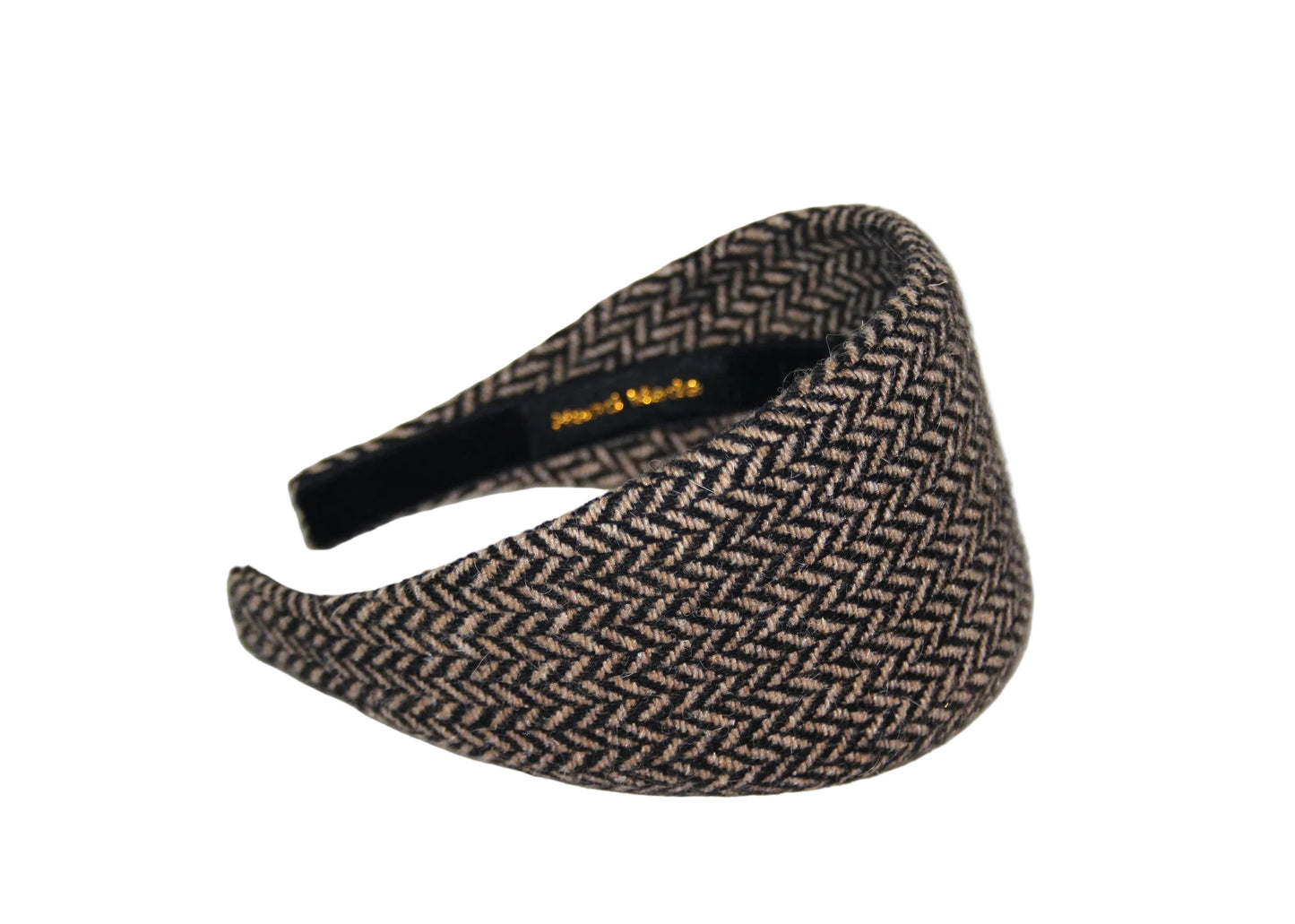 Herringbone Wool headband Black & Brown tweed hairband, plastic free
