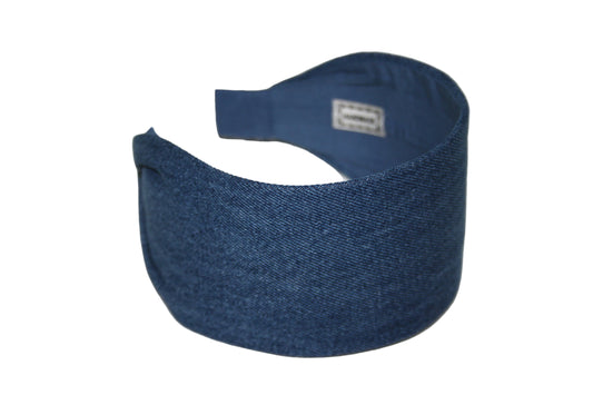 Denim headband blue wide hairband for women comfy hair accessories