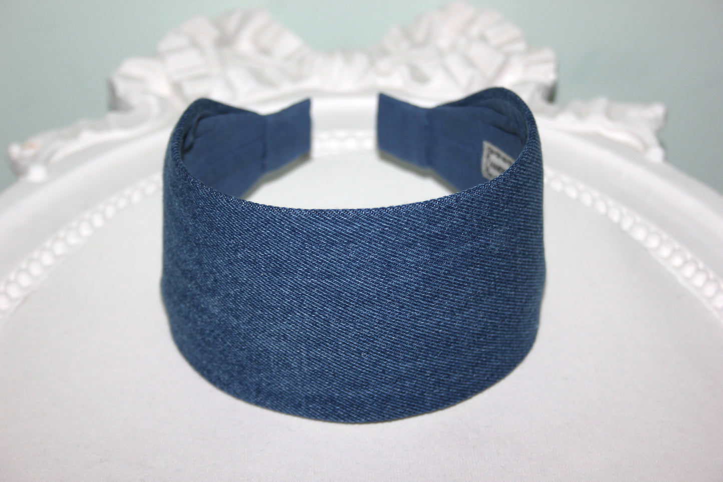 Denim headband blue wide hairband for women comfy hair accessories