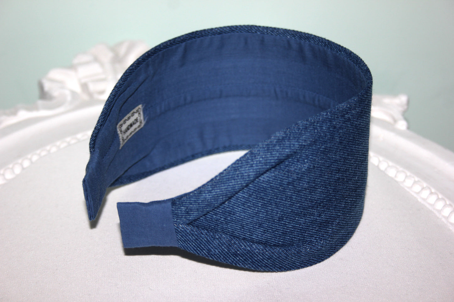 Denim headband blue wide hairband for women comfy hair accessories