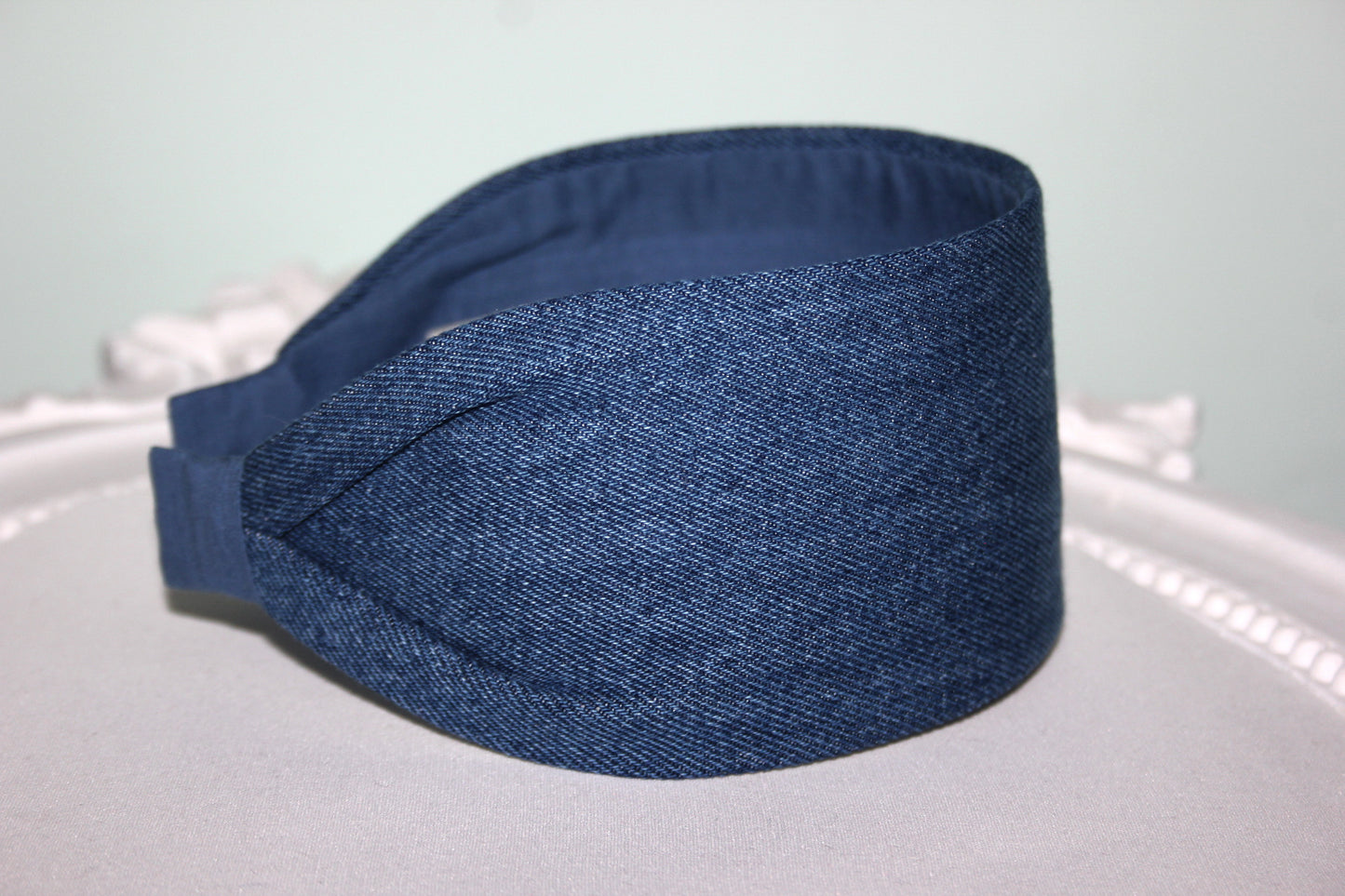 Denim headband blue wide hairband for women comfy hair accessories