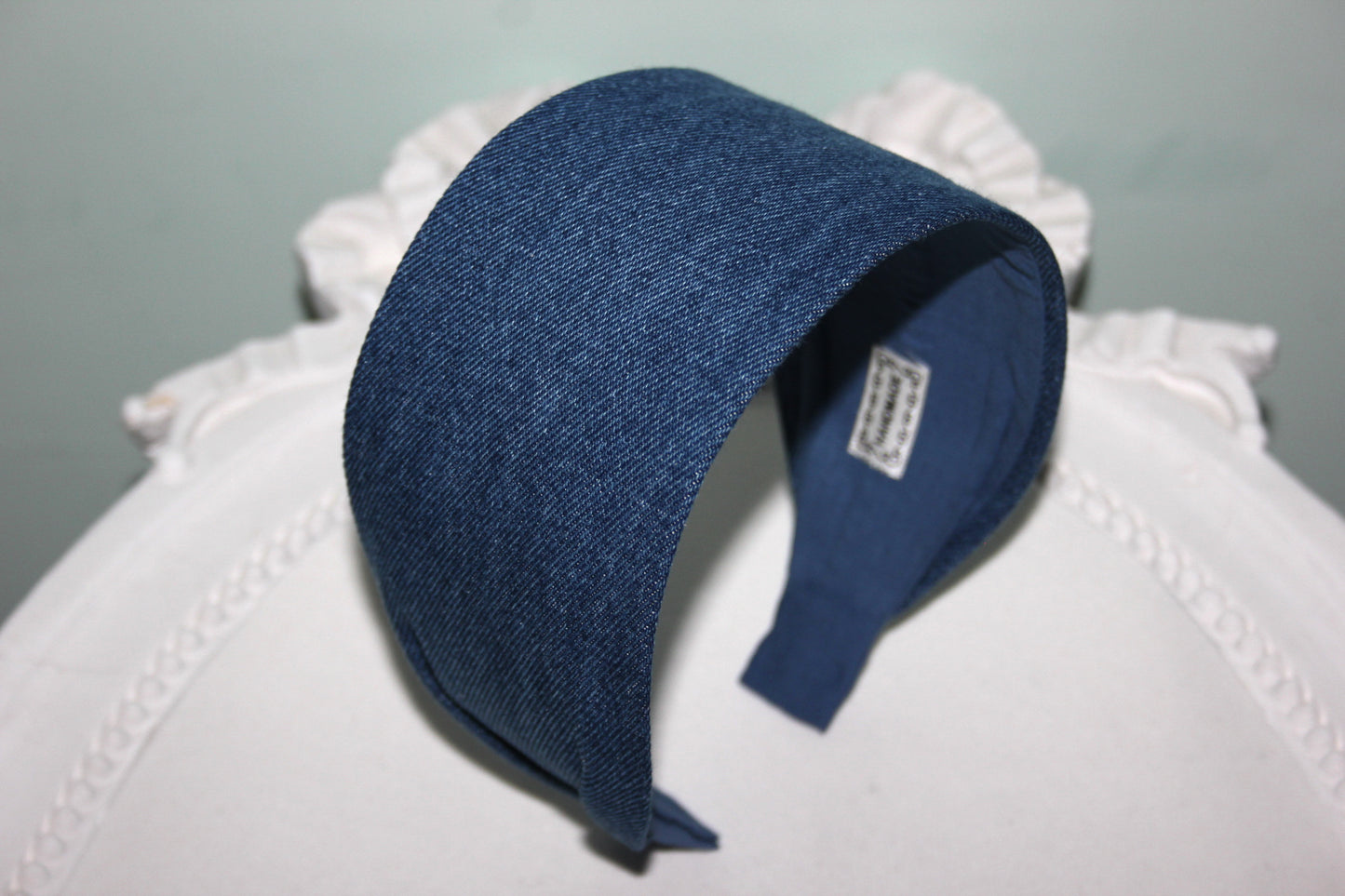 Denim headband blue wide hairband for women comfy hair accessories