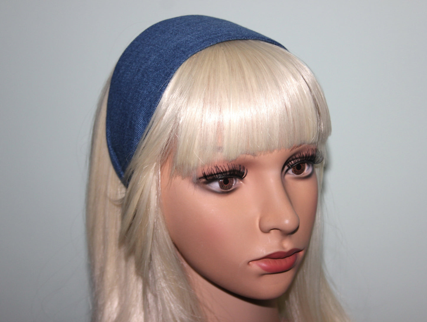 Denim headband blue wide hairband for women comfy hair accessories