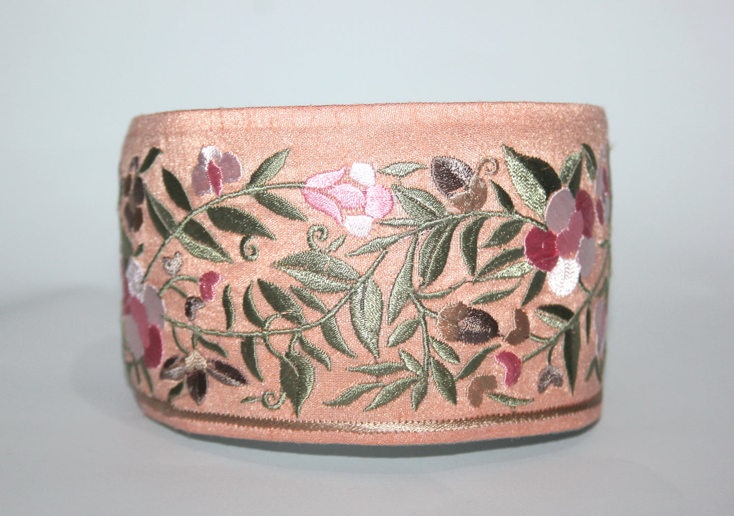 Fashion embroidered headband for women 2.75" inch Peach statement wide hairband