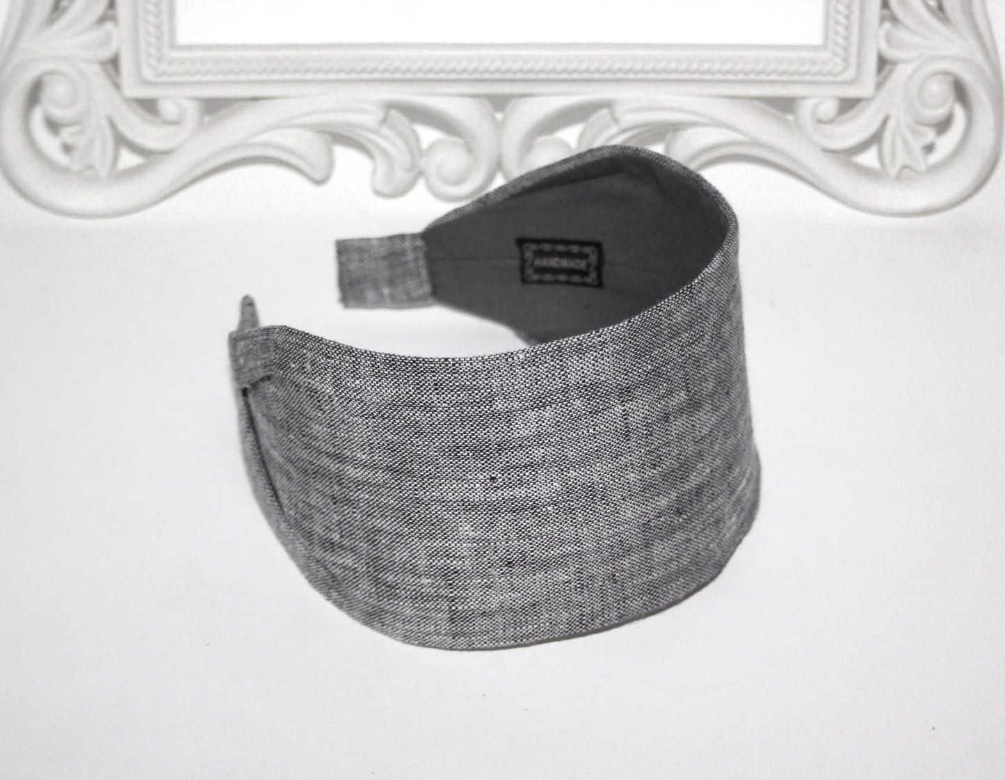 Chambray linen headband women Dark Gray head scarf