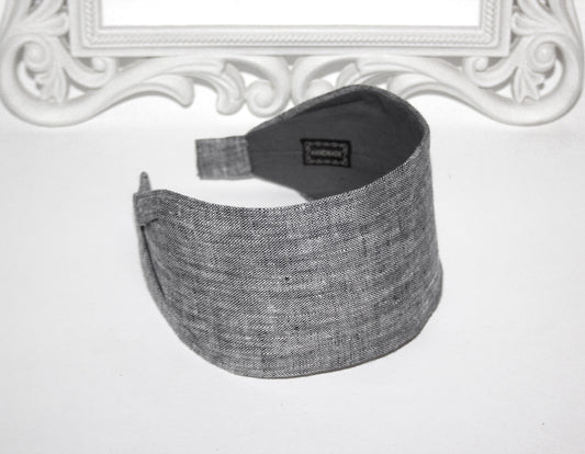 Chambray linen headband women Dark Gray head scarf