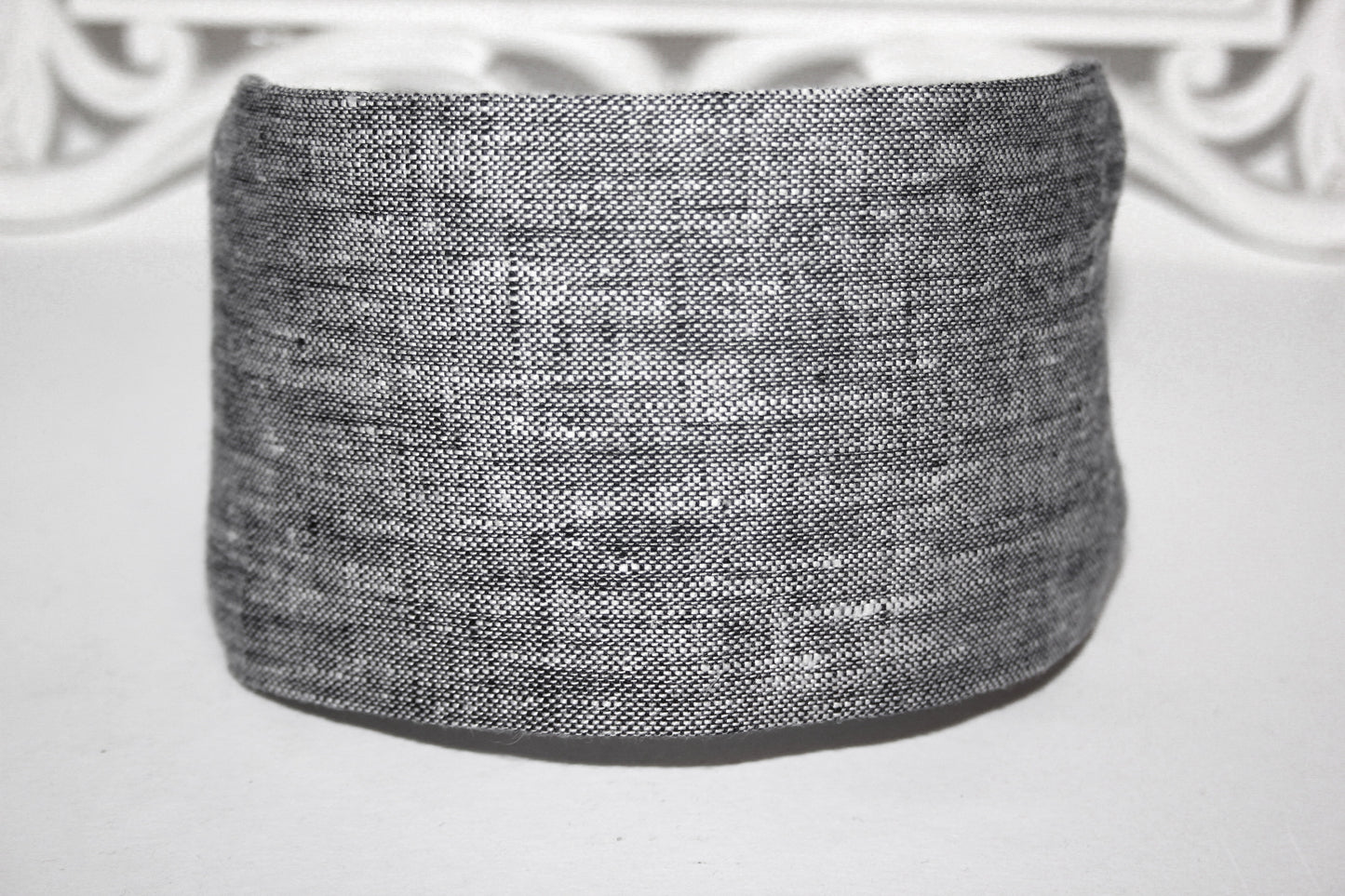 Chambray linen headband women Dark Gray head scarf