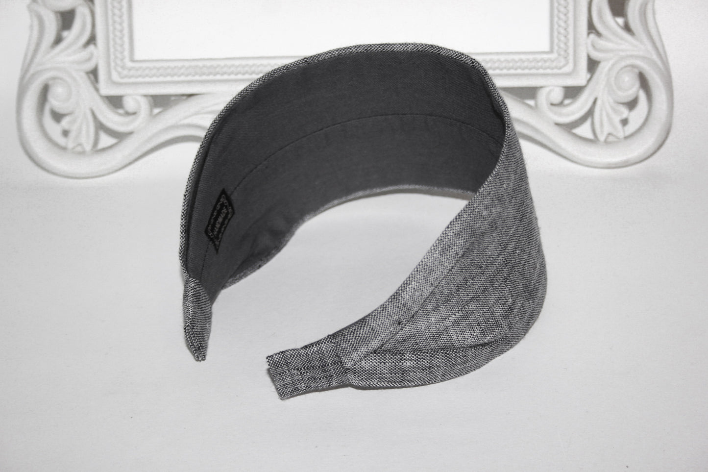Chambray linen headband women Dark Gray head scarf