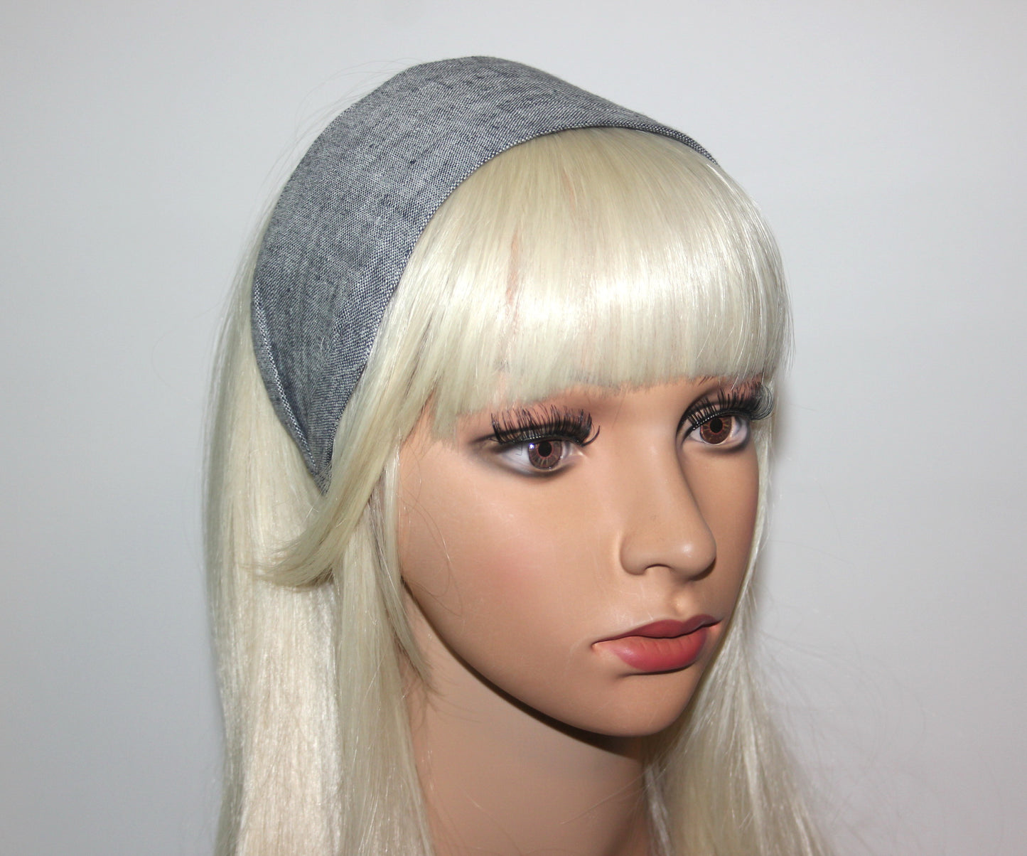 Chambray linen headband women Dark Gray head scarf