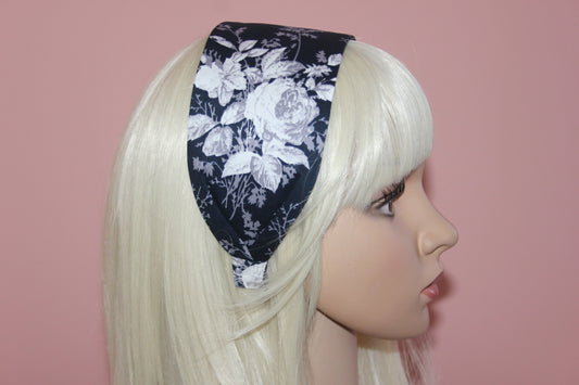 Headband for women boho dark blue&white cotton print fabric head scarf