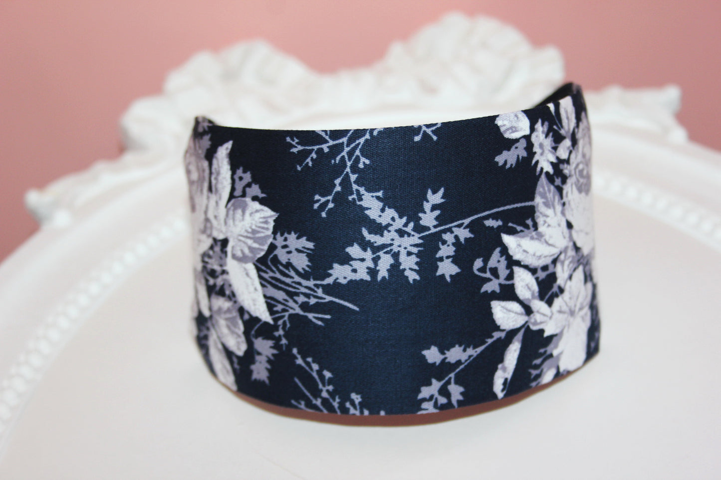 Headband for women boho dark blue&white cotton print fabric head scarf