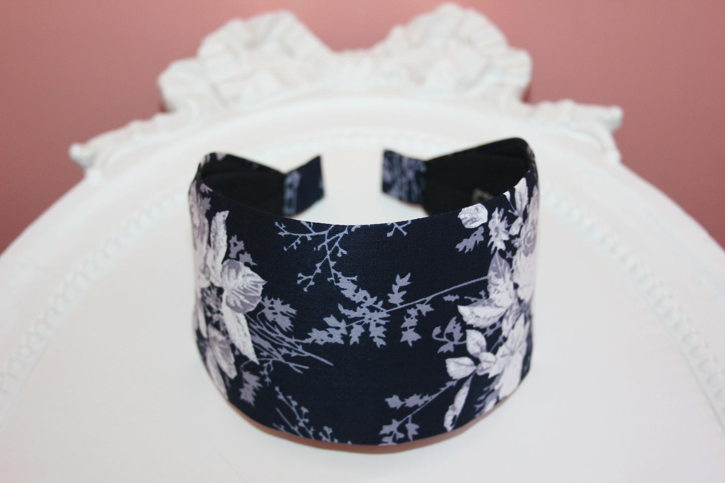 Headband for women boho dark blue&white cotton print fabric head scarf