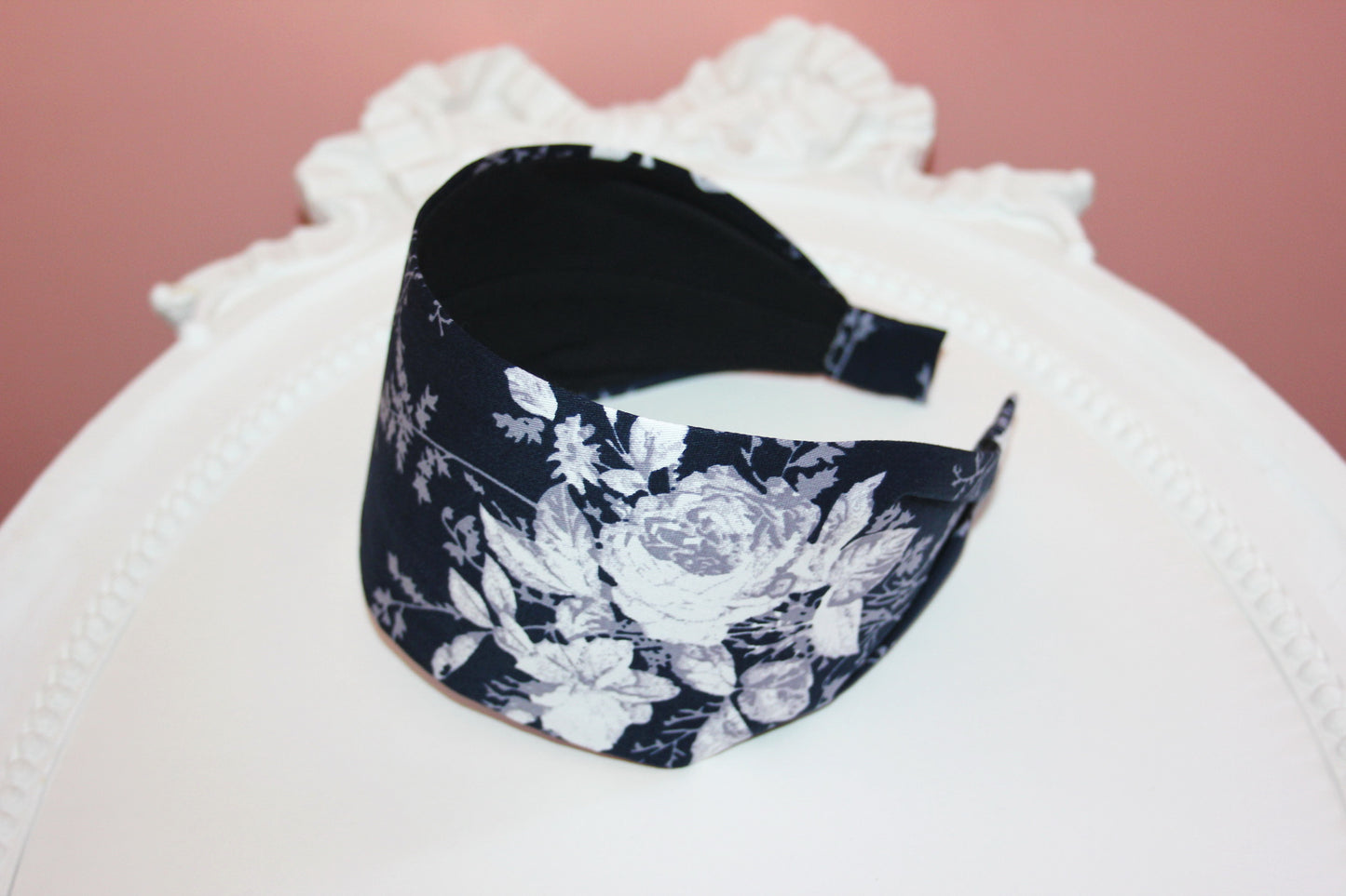 Headband for women boho dark blue&white cotton print fabric head scarf