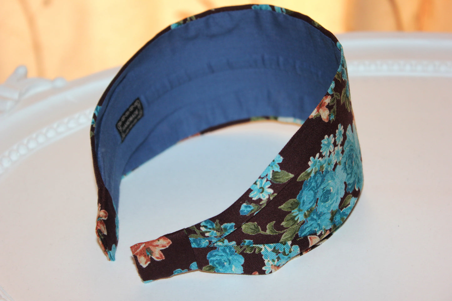 Boho headband for woman Brown and Blue extra wide women hairband