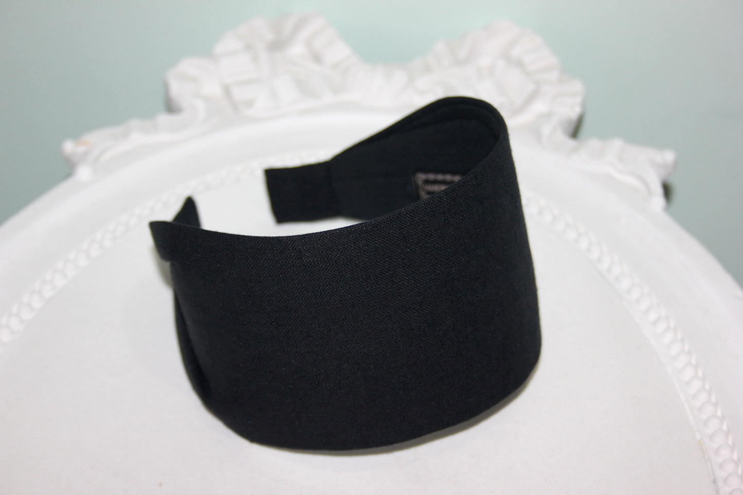 Linen flat headband for women Black plain hairband bandana