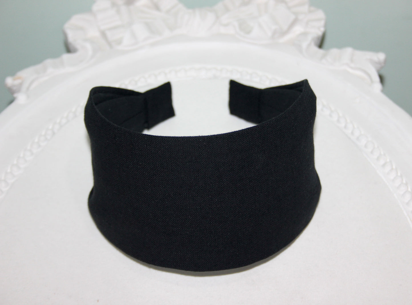 Linen flat headband for women Black plain hairband bandana