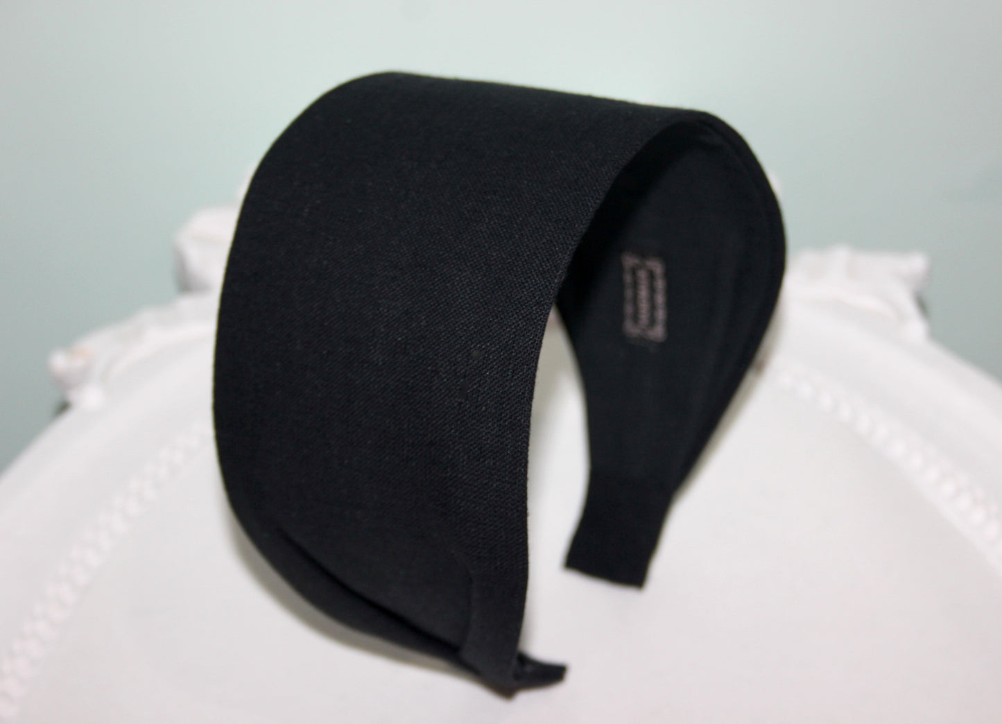Linen flat headband for women Black plain hairband bandana