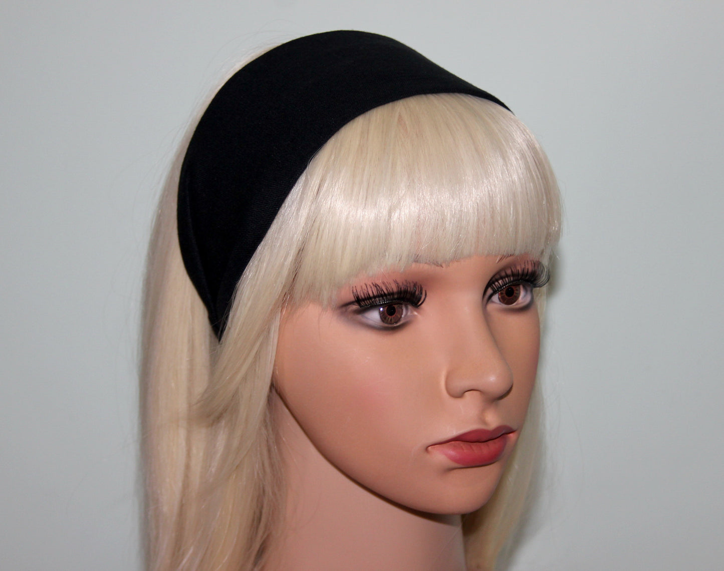 Linen flat headband for women Black plain hairband bandana