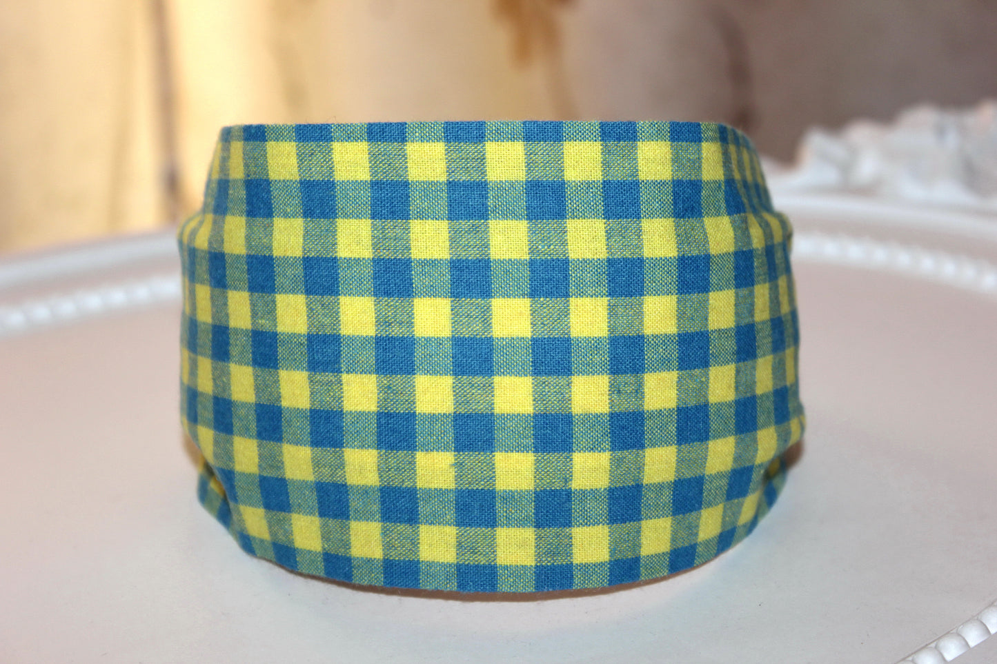 Yellow & Blue Gingham headband