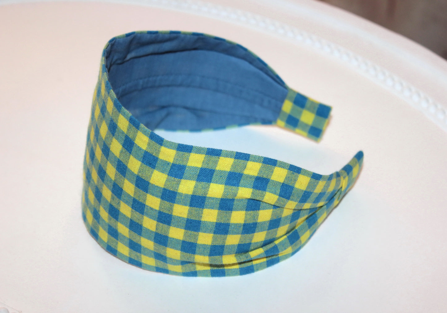 Yellow & Blue Gingham headband