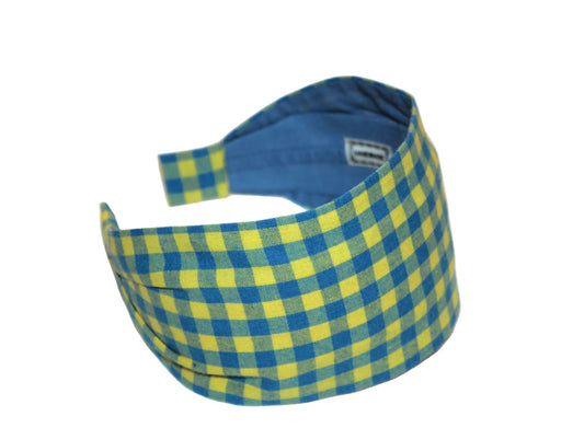 Yellow & Blue Gingham headband