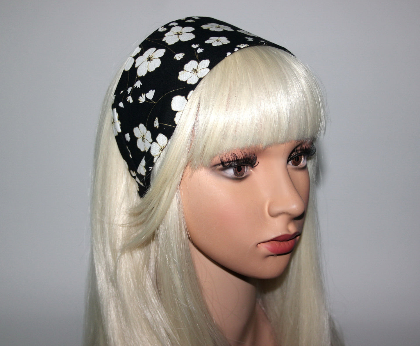 Fashion headband for women Black retro flower print cotton headcover