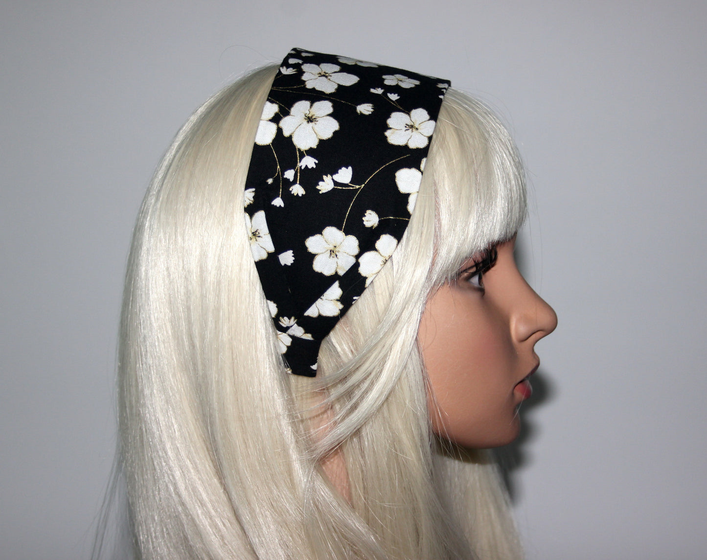 Fashion headband for women Black retro flower print cotton headcover