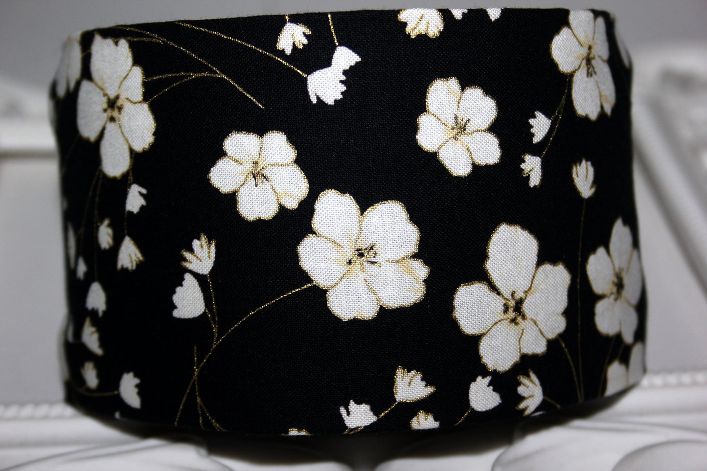 Fashion headband for women Black retro flower print cotton headcover