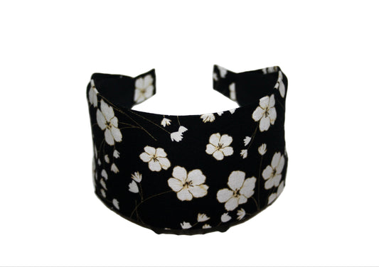 Fashion headband for women Black retro flower print cotton headcover