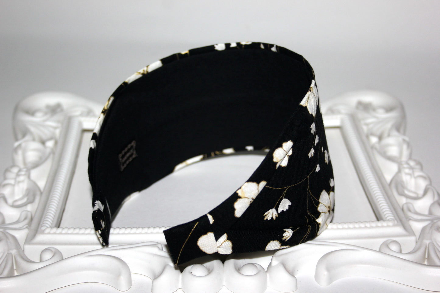 Fashion headband for women Black retro flower print cotton headcover