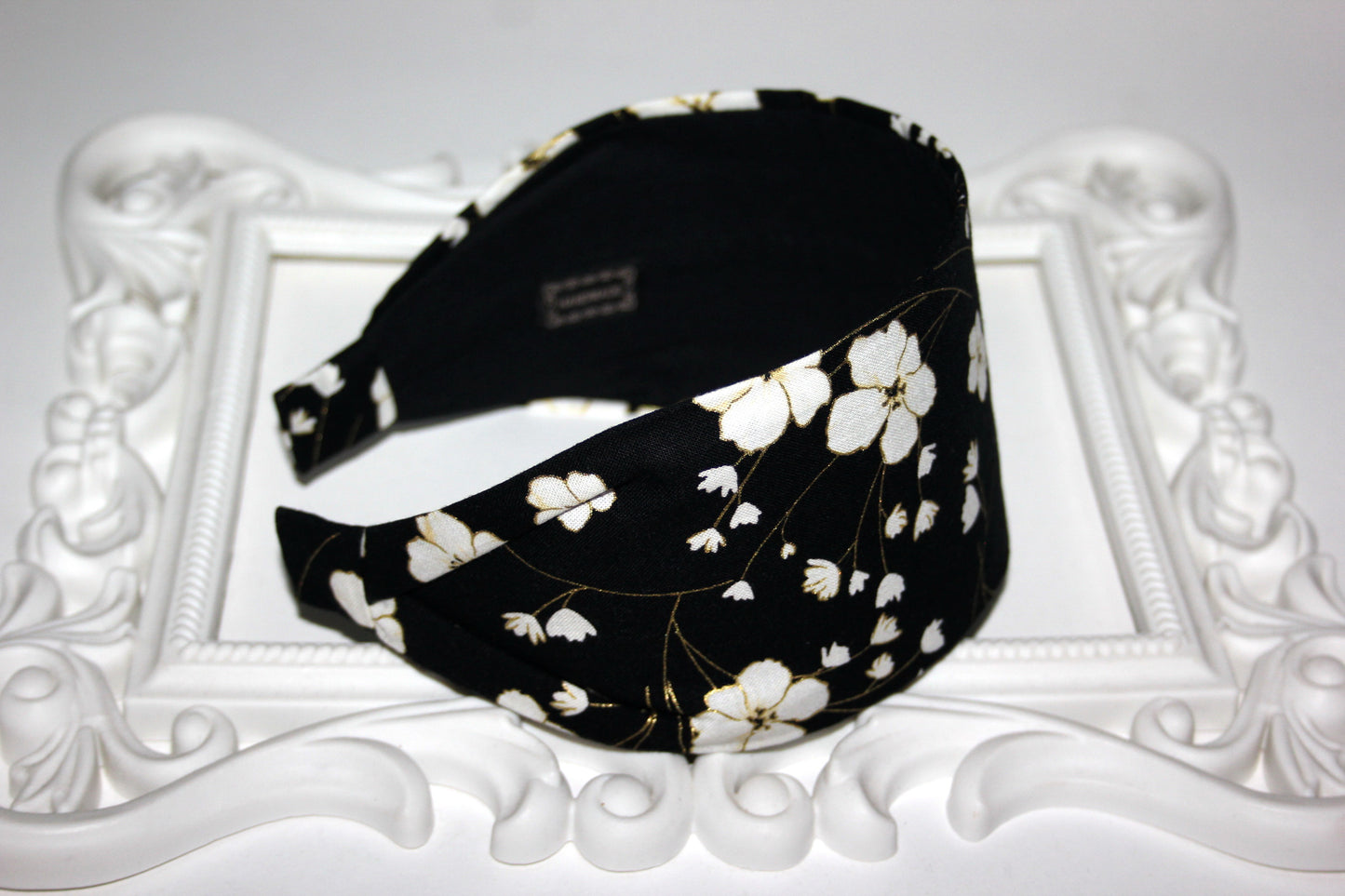 Fashion headband for women Black retro flower print cotton headcover