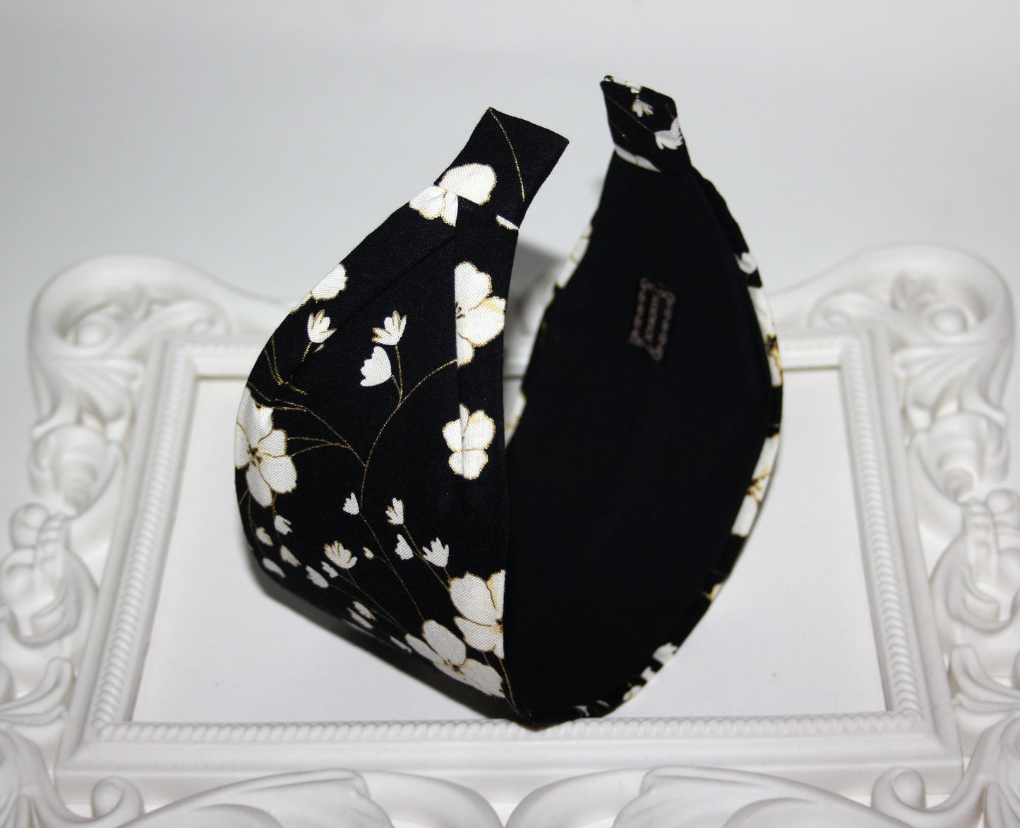 Fashion headband for women Black retro flower print cotton headcover