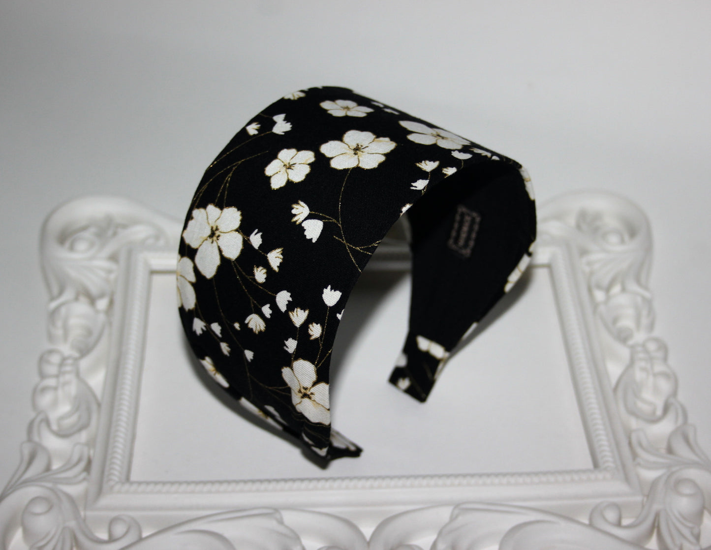 Fashion headband for women Black retro flower print cotton headcover