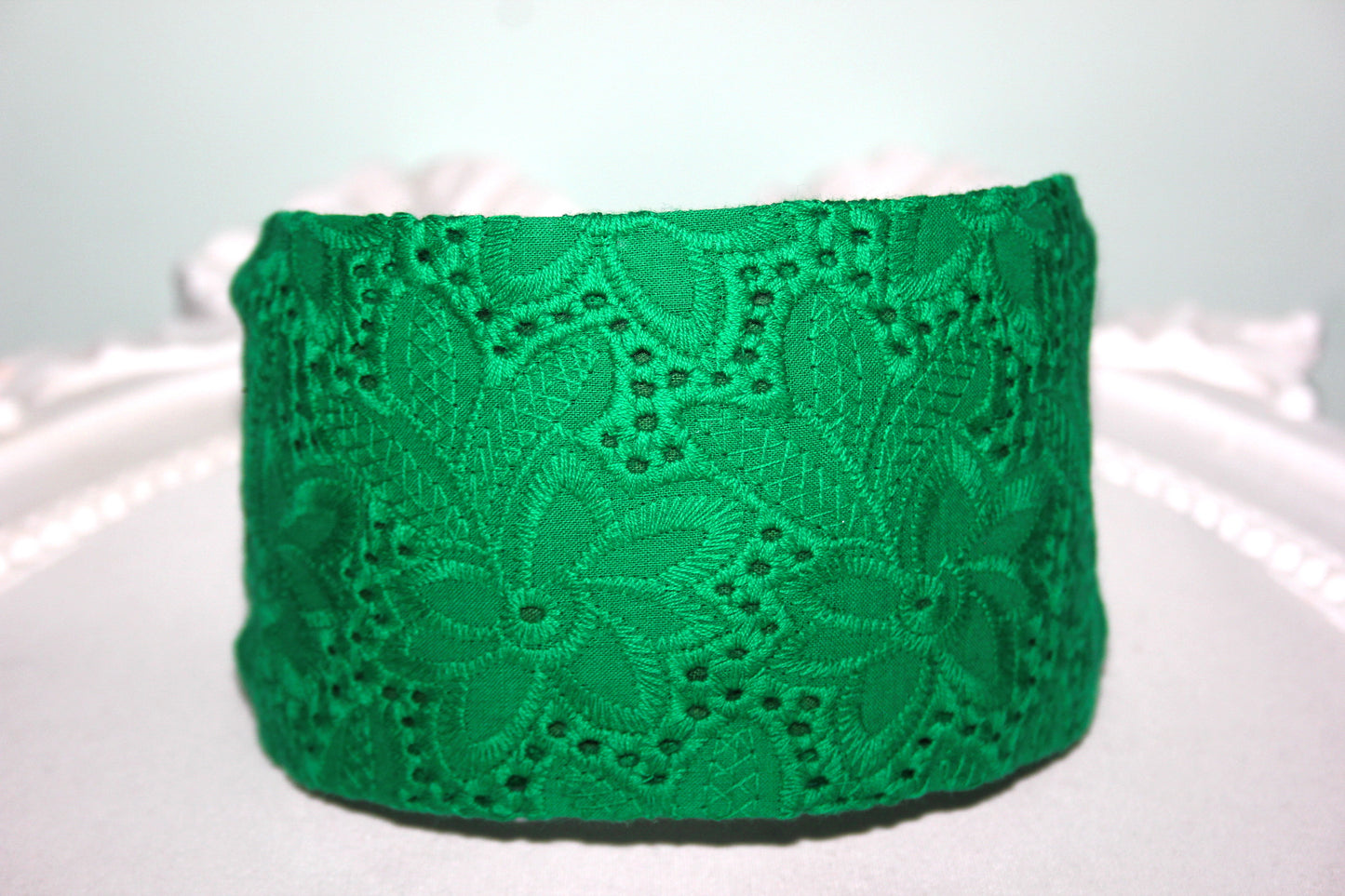 Green headband Embroiered boho hairband for women