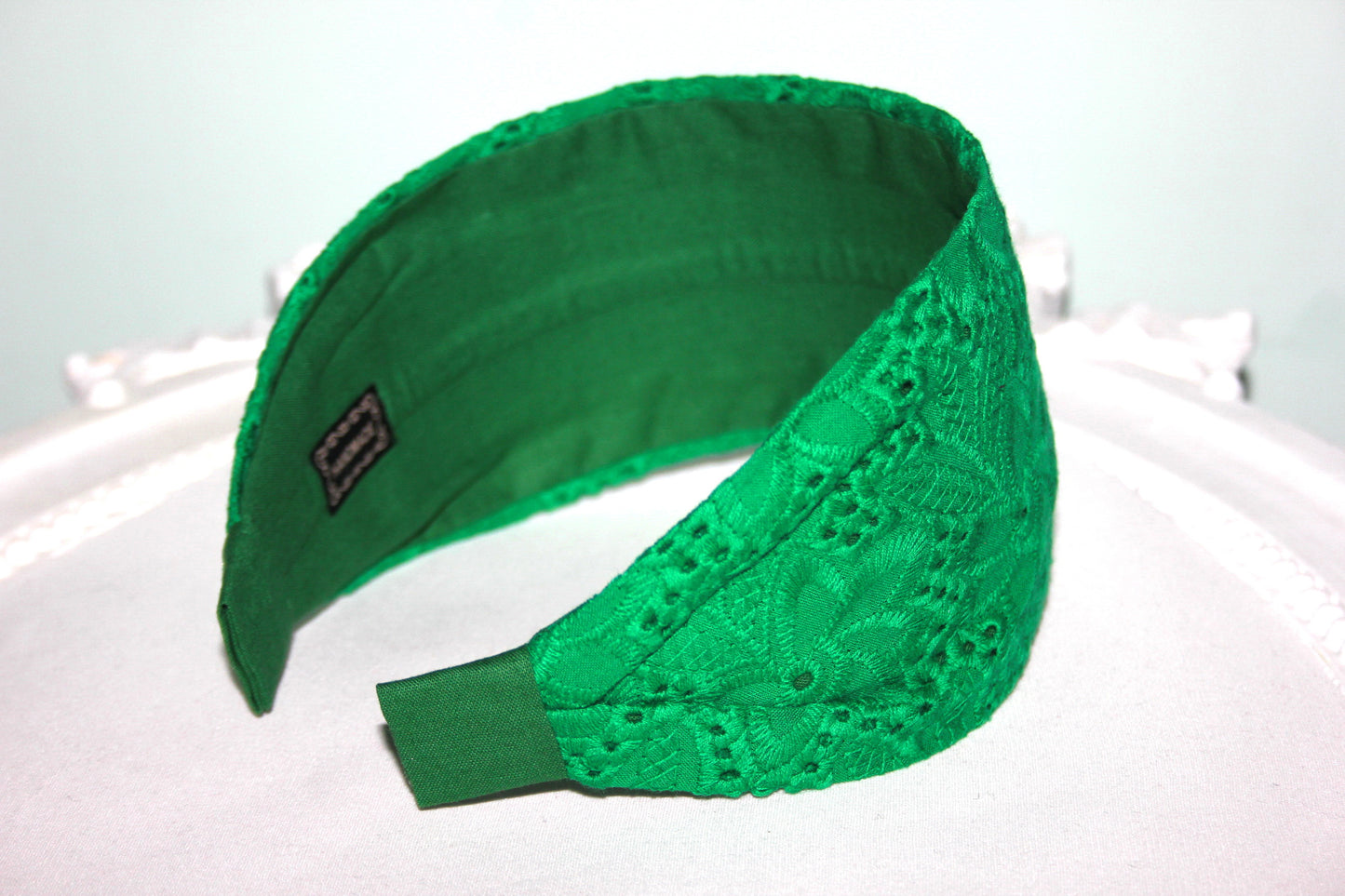 Green headband Embroiered boho hairband for women