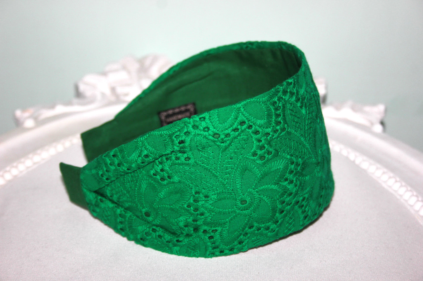 Green headband Embroiered boho hairband for women