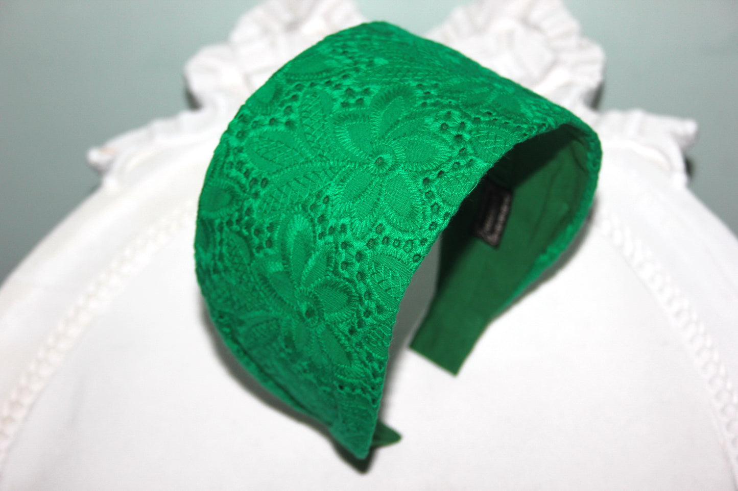 Green headband Embroiered boho hairband for women