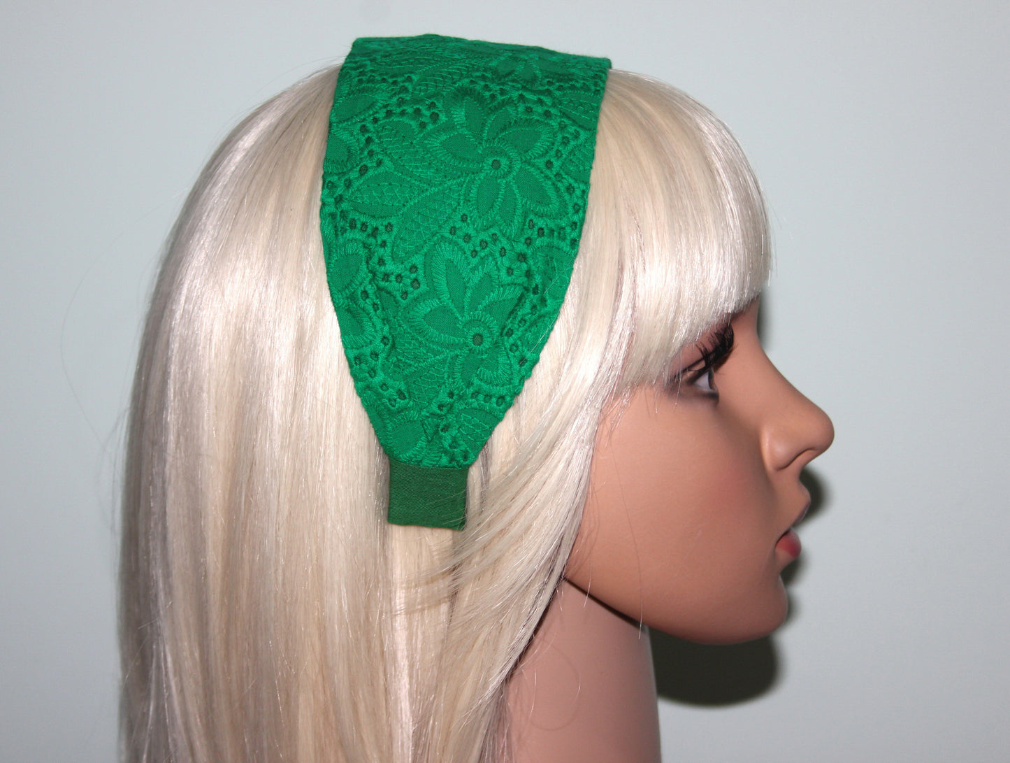 Green headband Embroiered boho hairband for women