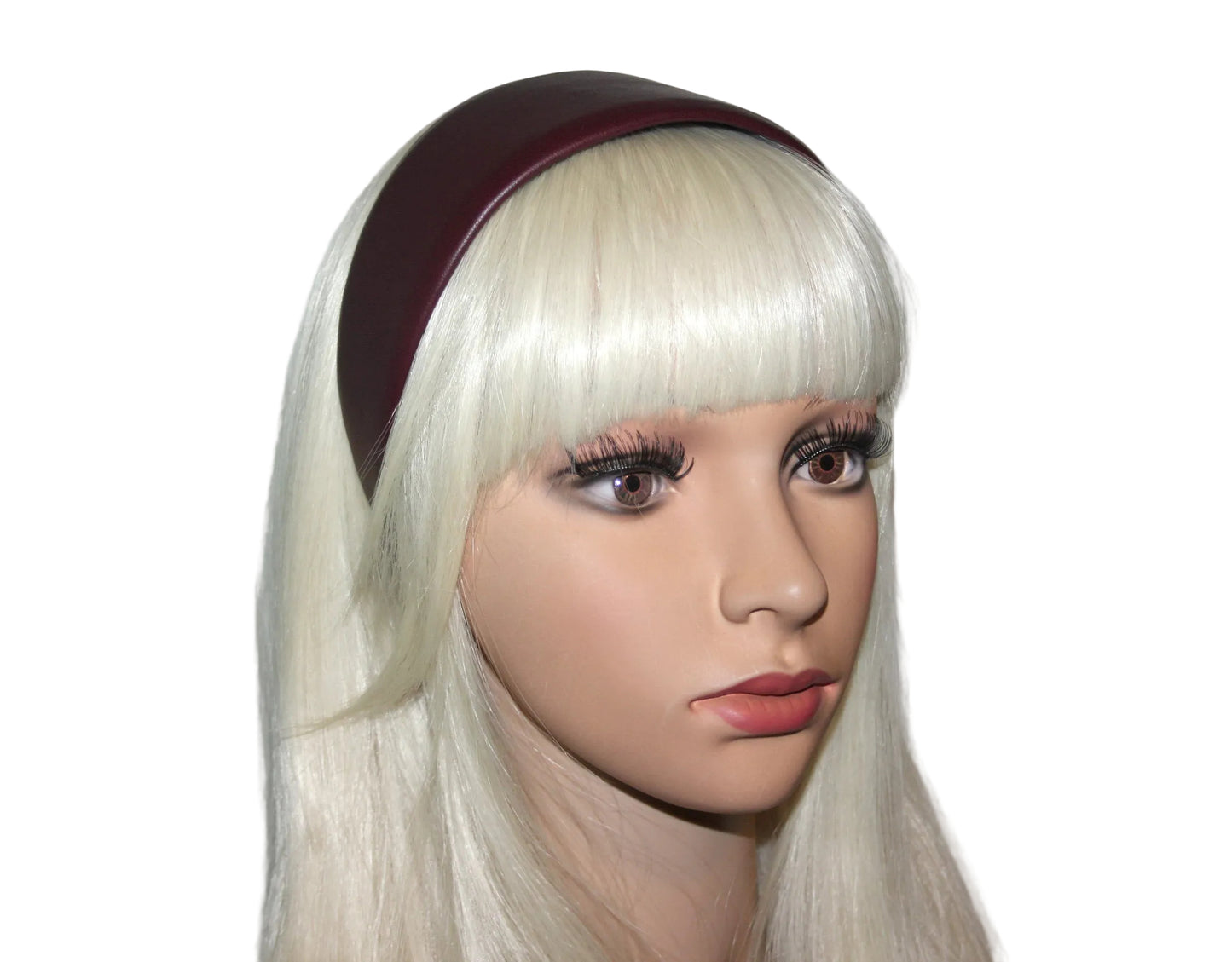 Dark Maroon leather headband, Italian soft lambskin hairband for women