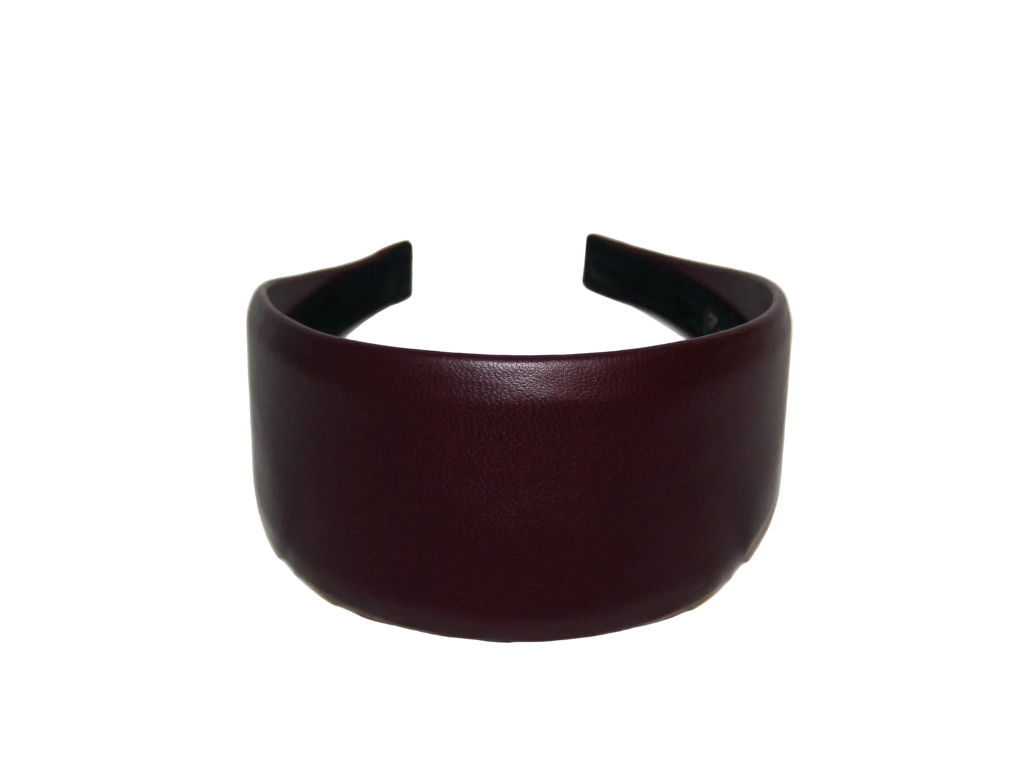 Dark Maroon leather headband, Italian soft lambskin hairband for women