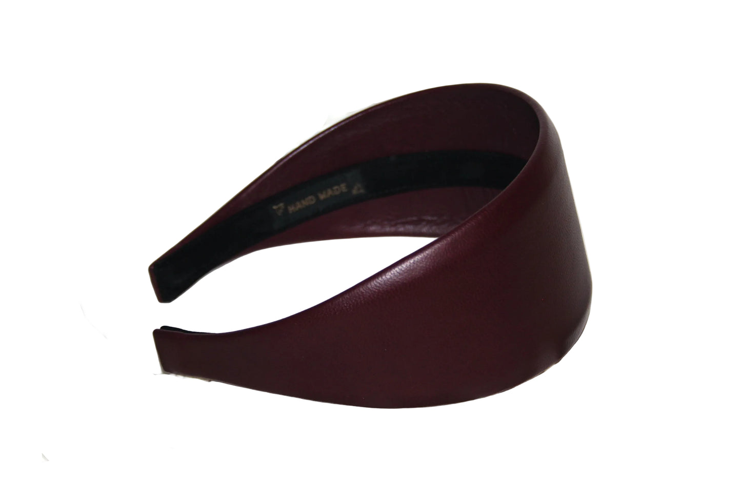Dark Maroon leather headband, Italian soft lambskin hairband for women