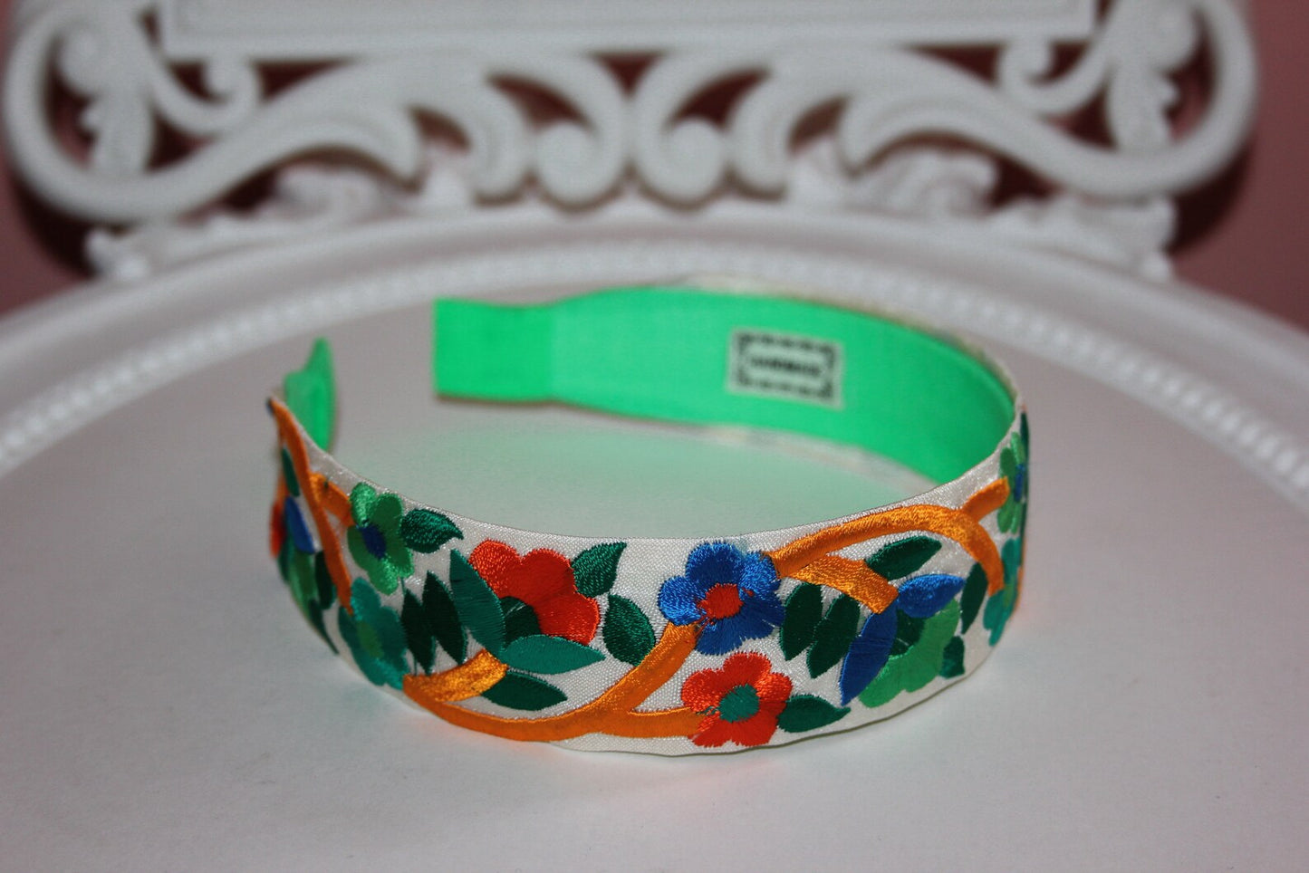 Boho headband scarf 1.4"inch Colorful embroidered hairband for women