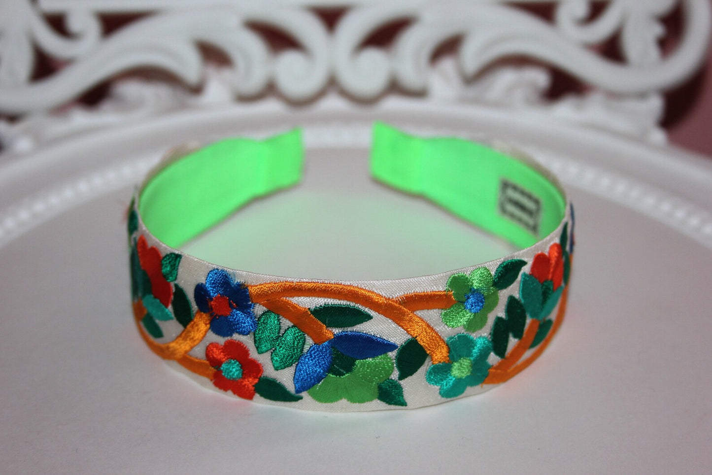 Boho headband scarf 1.4"inch Colorful embroidered hairband for women