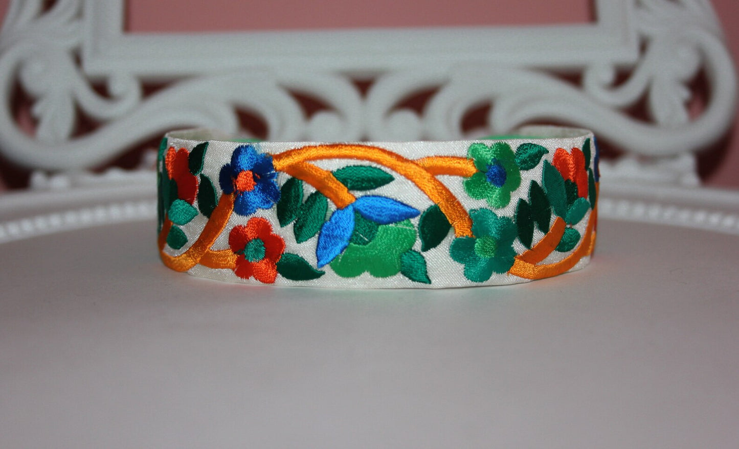 Boho headband scarf 1.4"inch Colorful embroidered hairband for women