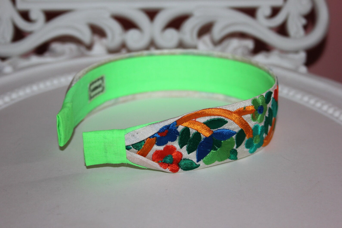 Boho headband scarf 1.4"inch Colorful embroidered hairband for women