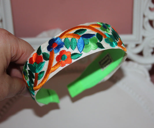Boho headband scarf 1.4"inch Colorful embroidered hairband for women