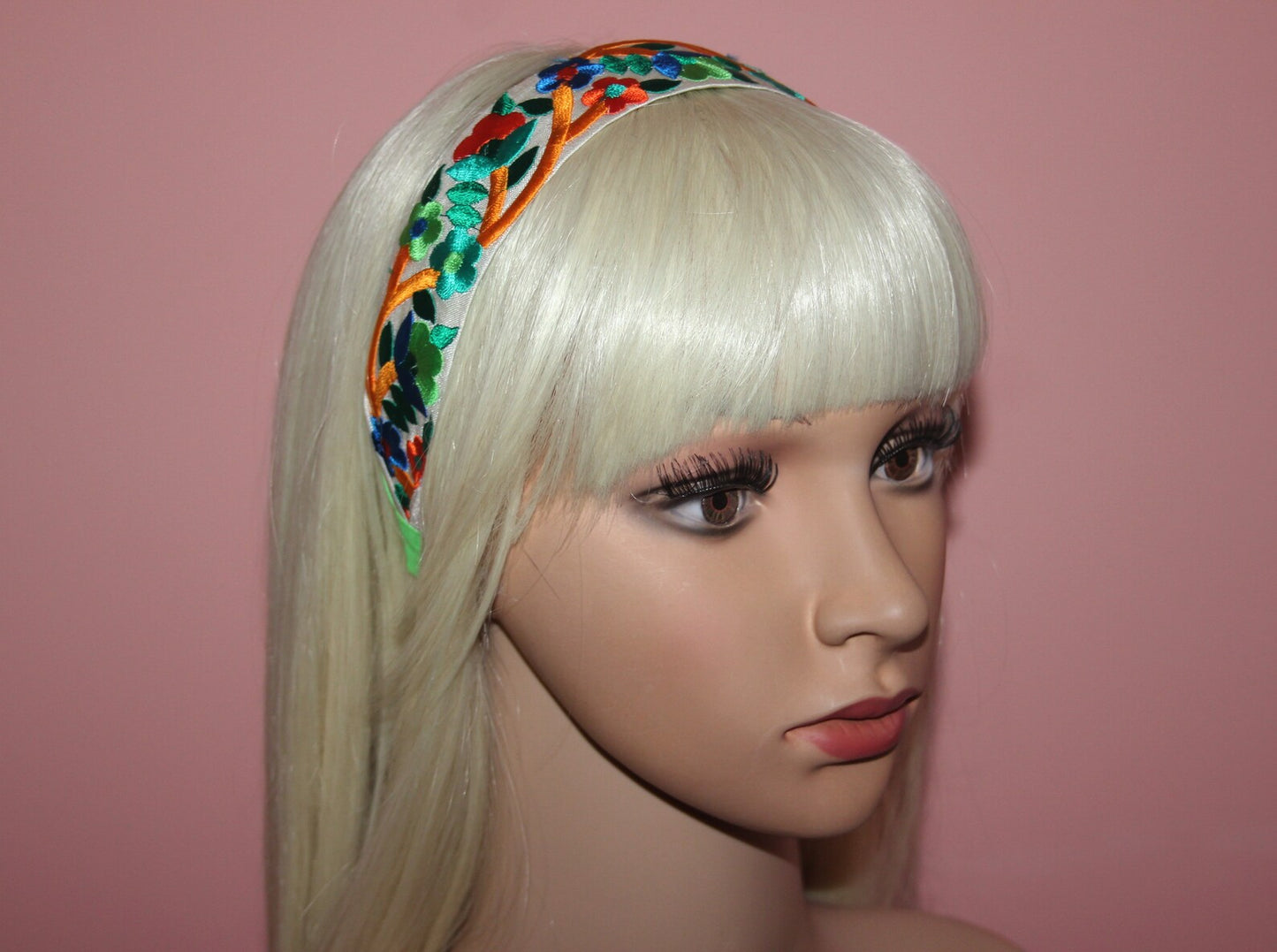 Boho headband scarf 1.4"inch Colorful embroidered hairband for women