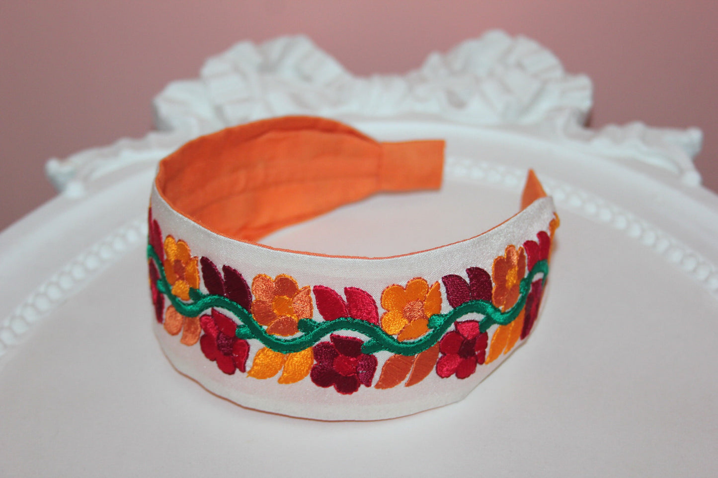 Colorful embroidered headband 2” inch luxury headpiece