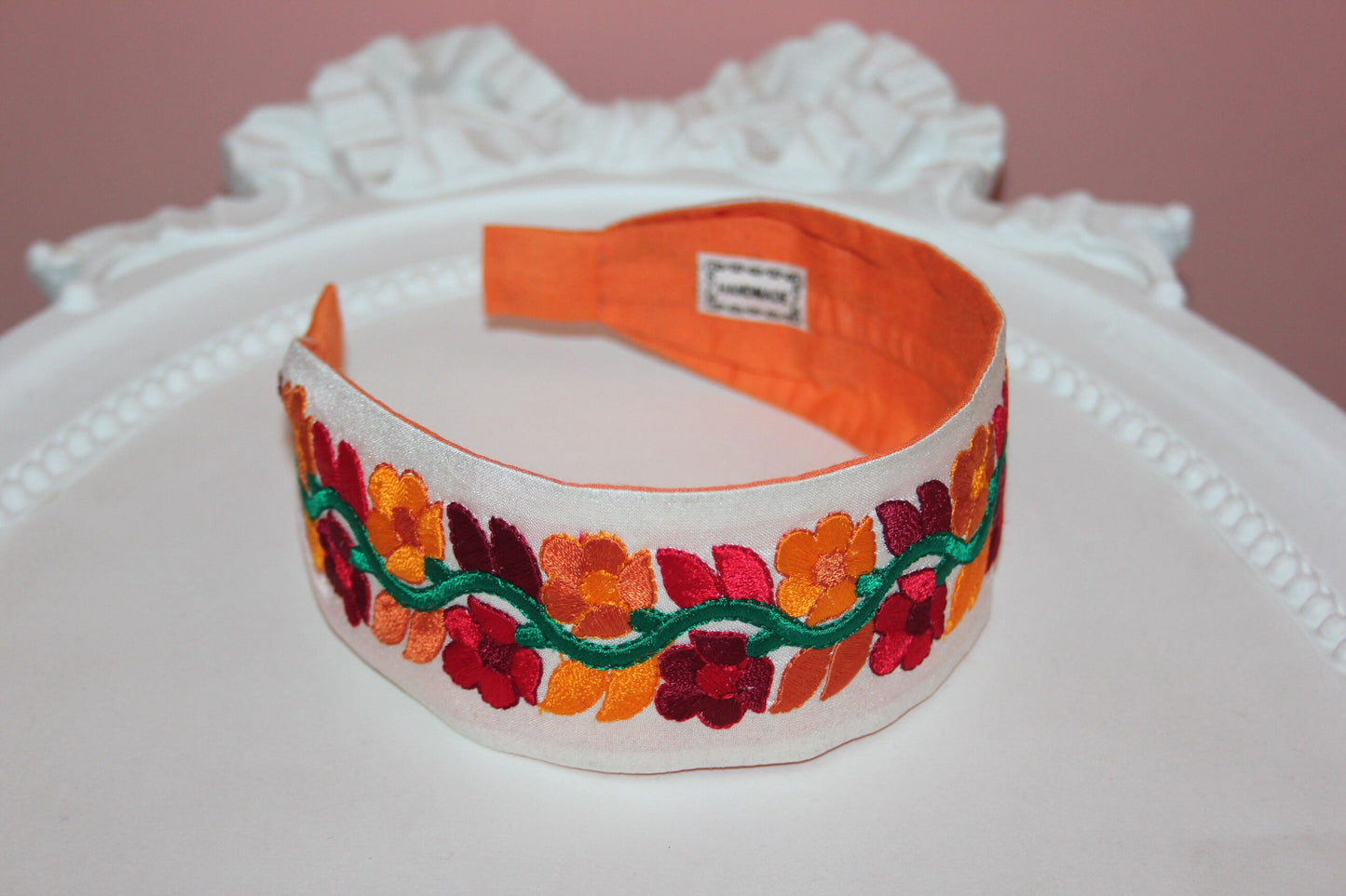 Colorful embroidered headband 2” inch luxury headpiece