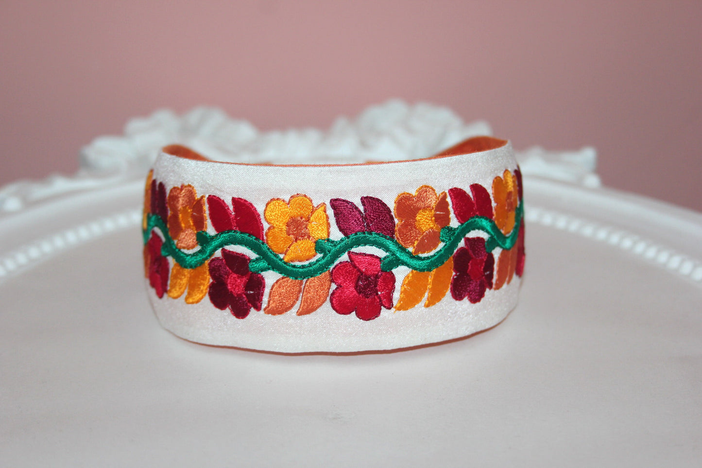 Colorful embroidered headband 2” inch luxury headpiece